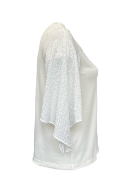 Marina Rinaldi Women's White Vasca Butterfly Sleeve T Shirt NWT