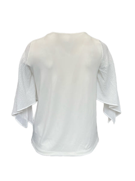 Marina Rinaldi Women's White Vasca Butterfly Sleeve T Shirt NWT
