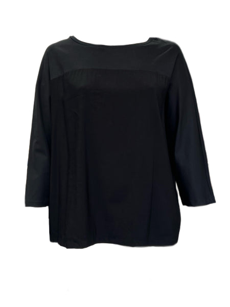 Marina Rinaldi Women's Black Vacante Cotton Top NWT