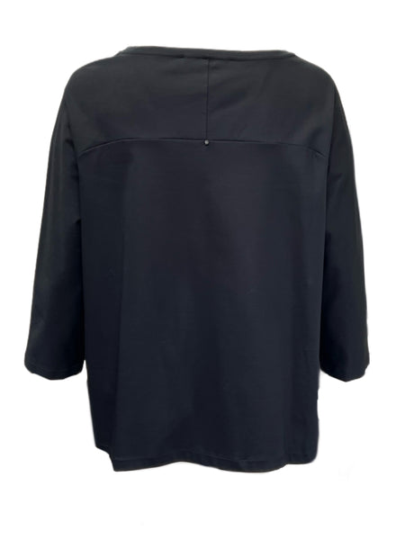 Marina Rinaldi Women's Black Vacante Cotton Top NWT