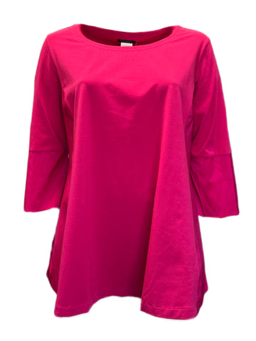 Marina Rinaldi Women's Pink Vela Cottn Blended Flare Sleeve Top NWT