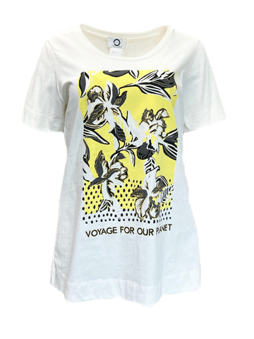 Marina Rinaldi Women's White Vela Printed Cotton T Shirt NWT