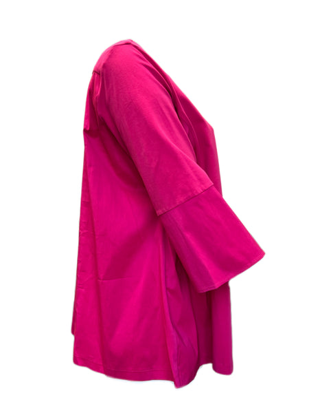 Marina Rinaldi Women's Pink Vela Cottn Blended Flare Sleeve Top NWT