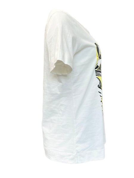 Marina Rinaldi Women's White Vela Printed Cotton T Shirt NWT