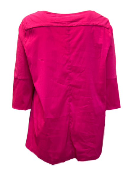 Marina Rinaldi Women's Pink Vela Cottn Blended Flare Sleeve Top NWT