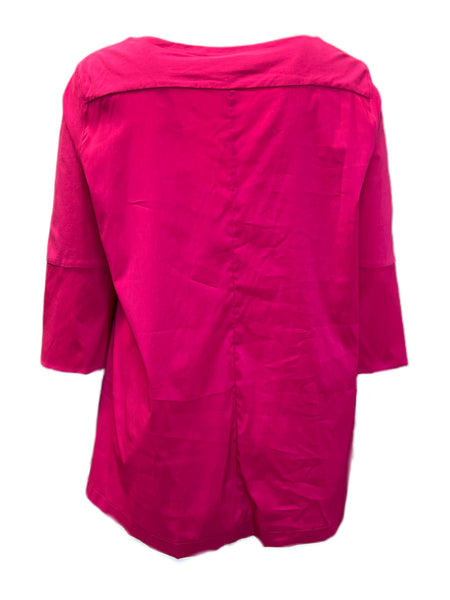 Marina Rinaldi Women's Pink Vela Cottn Blended Flare Sleeve Top NWT