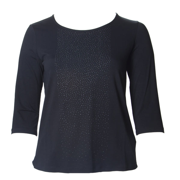 MARINA RINALDI Women's Velo Gemmed Front T-Shirt $180 NWT