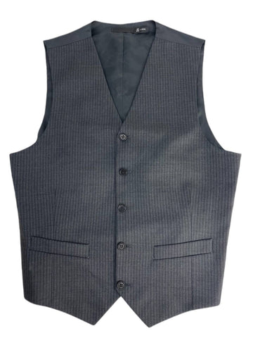 BLK DNM Men's Black Stripe Wool Dress Vest 5 Size 46 NWT
