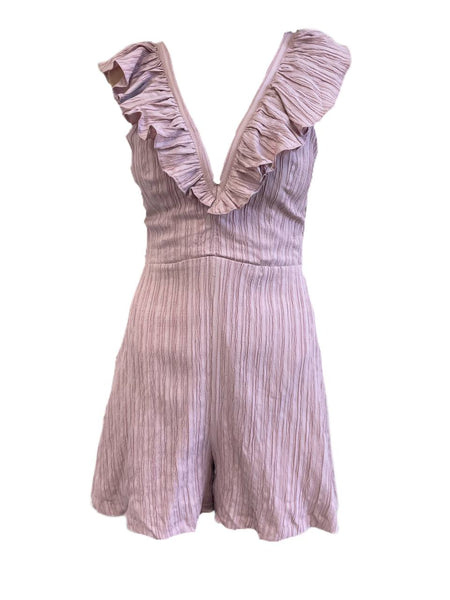 LOST IN LUNAR Women's Pink V-Neck Back Tie Romper Size XS NWT