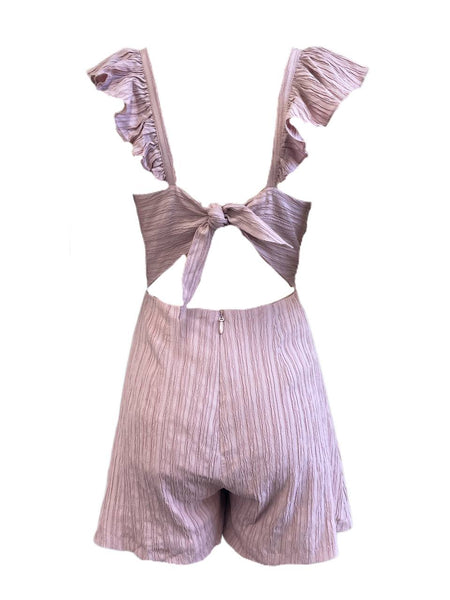 LOST IN LUNAR Women's Pink V-Neck Back Tie Romper Size XS NWT