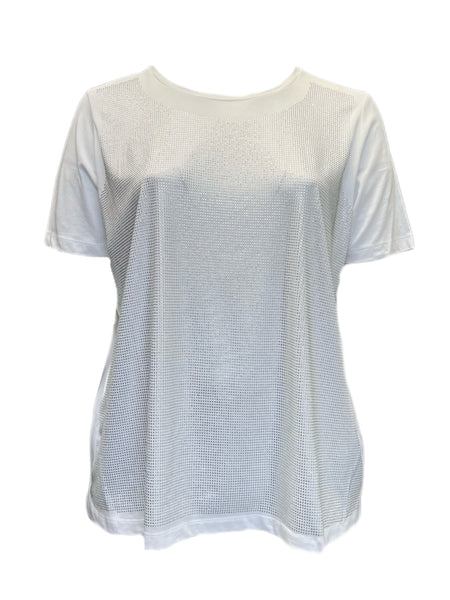 Marina Rinaldi Women's White Vite Beaded Cotton T Shirt Size XL NWT