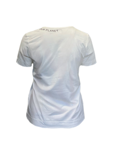 Marina Rinaldi Women's White Volume Jersey T Shirt Size M NWT