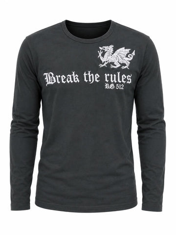 RG512 VINTAGE Y2K Men's Dark Kaki "Break the Rules" Shirt #W27232 $80 NWT