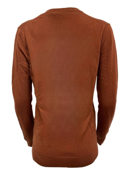 BLK DNM Women's Orange V-Neck Wool Long Sleeve Sweater 3 Size S NWT