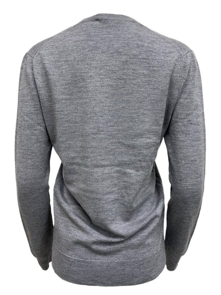 BLK DNM Women's Light Grey Melange V-Neck Wool Sweater 3 Size S NWT