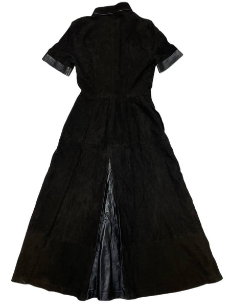BLK DNM Women's Black Short Sleeves Long Leather Dress 38 Size S NWT