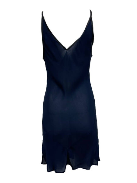 BLK DNM Women's Navy Blue Silk Sleeveless Transparent Dress 23 Size S NWT