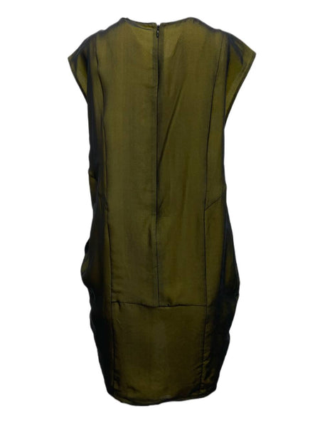 BLK DNM Women's Black Over Yellow Silk Sleeveless Dress 24 Size S NWT