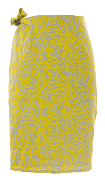 BODEN Women's Rose Printed Tie Skirt Yellow/Grey