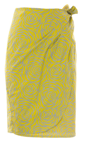 BODEN Women's Rose Printed Tie Skirt Yellow/Grey