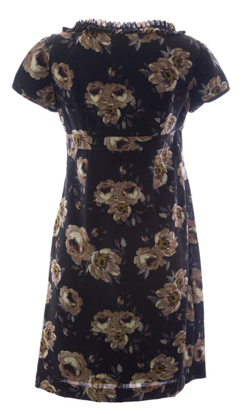 BODEN Women's Black Floral Print Wool Shift Dress WH304 US Sz 6P $188 NWOT