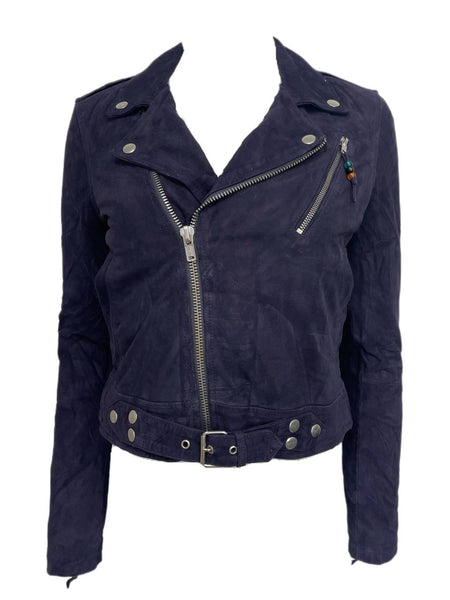 BLK DNM Women's Violet Suede Leather Jacket 1 Size Small NWT