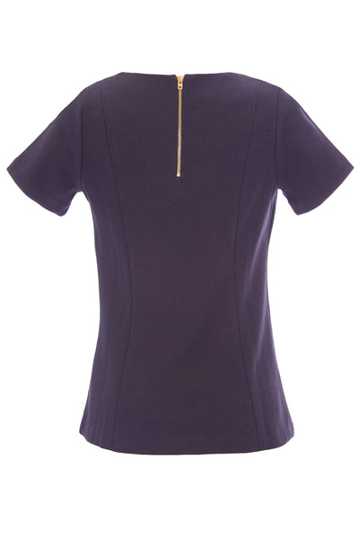 BODEN Women's Navy Ponte Short Sleeve Top WL739 $70 NWT