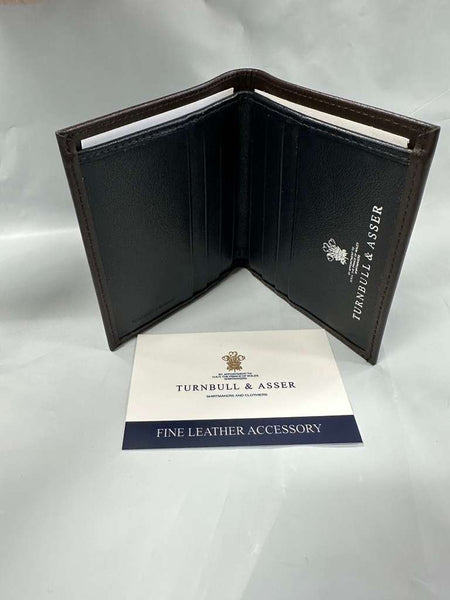 Turnbull & Asser Men's Havana/Midnight Blue 6 c/c Mini Wallet WL9750 $405 NEW