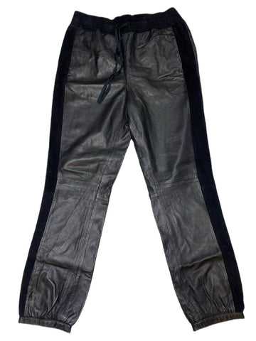 BLK DNM Women's Black Elastic Waist Leather Pant 53 Size S NWT
