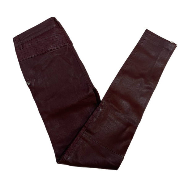 BLK DNM Women's Dark Red Slim Fit Leather Pant 1 #WPL4403 Size 26 NWT