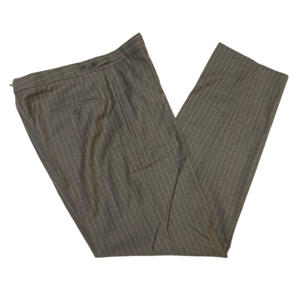 BLK DNM Women's Light Oatmeal Pinstripe High Waist Pant 6 Size US 2 NWT