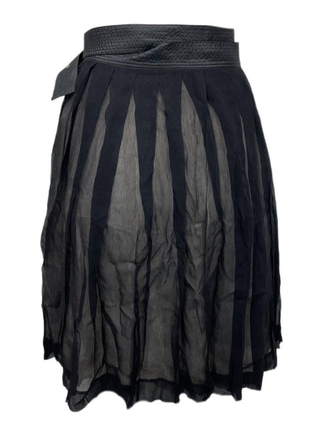 BLK DNM Women's Black Bone Silk Knee Length Skirt 16 NWT