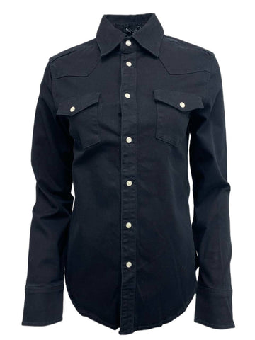 BLK DNM Women's Marshall Black Long Sleeve Denim Jeans Shirt 1 Size S NWT