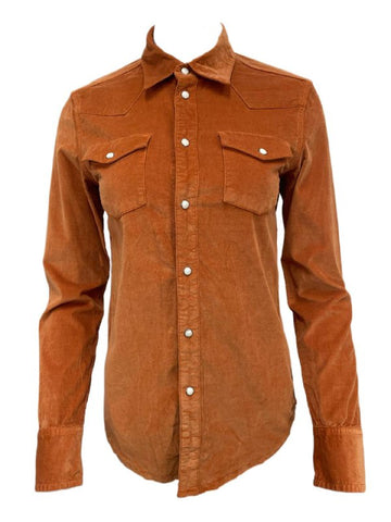 BLK DNM Women's Burnt Orange Long Sleeve Corduroy Jeans Shirt 1 NWT