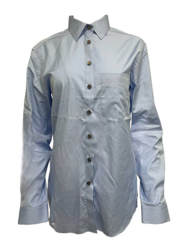 BLK DNM Women's Light Blue Long Sleeve Cotton Button Up Shirt 2 Size S NWT