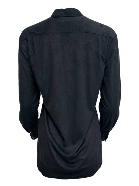 BLK DNM Women's Black Faux Suede Button Up Shirt 2 Size S NWT