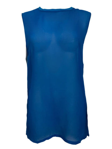 BLK DNM Women's Coral Blue Silk Sleeveless Shirt 53 Size S NWT