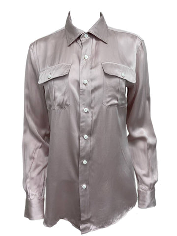 BLK DNM Women's Dusty Pink Long Sleeve Silk Blend Button Up Shirt 5 Size S NWT