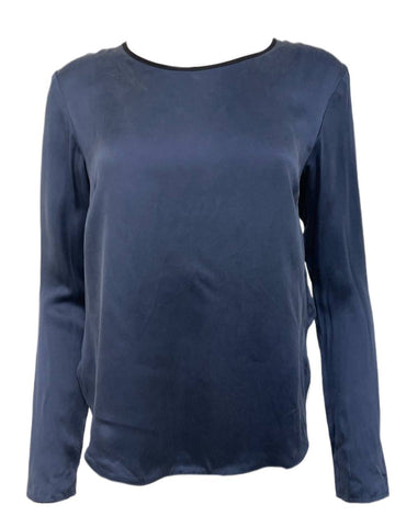 BLK DNM Women's Persian Blue Silk Layered Long Sleeve Shirt 78 Size S NWT