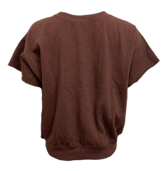 BLK DNM Women's Mahogany Melange Short Sleeve Sweatshirt 6 Size S NWT