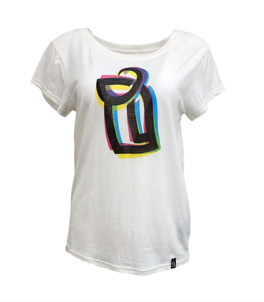 HoodLamb Women's White Logo Tones Soft Hemp T-Shirt 420 NWT