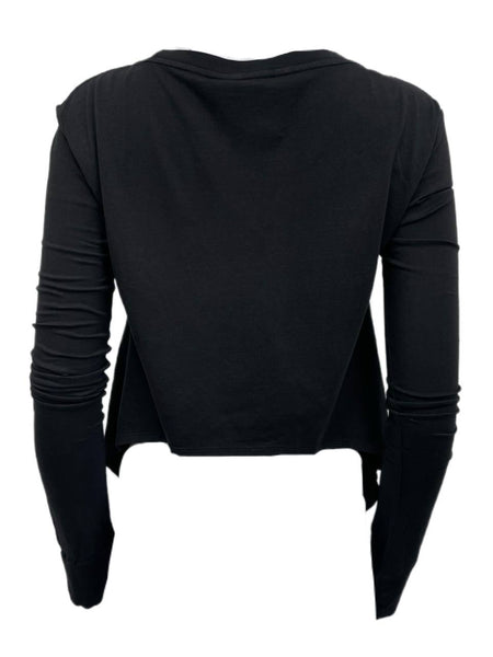 BLK DNM Women's Black Long Sleeve Crop Back T-Shirt 32 Size S NWT