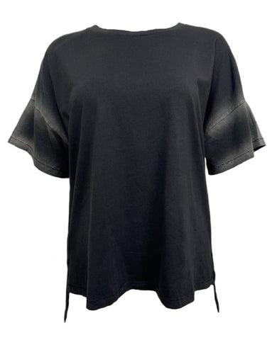 BLK DNM Women's Bleached Black Short Sleeve Cotton T-Shirt 48 Size S NWT