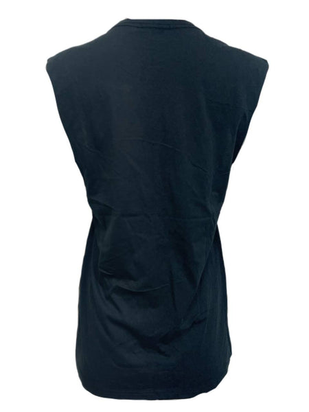 BLK DNM Women's Black Front Print Pima Cotton Sleeveless T-Shirt 28 Size S NWT