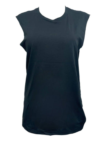 BLK DNM Women's Black Printed Pima Cotton Sleeveless T-Shirt 28 Size S NWT