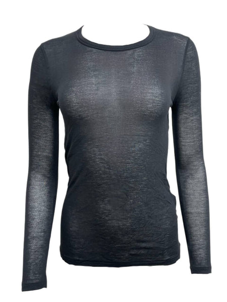 BLK DNM Women's White Long Sleeve Viscose T-Shirt 26 Size S NWT
