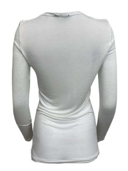 BLK DNM Women's White Long Sleeve Viscose T-Shirt 26 Size S NWT
