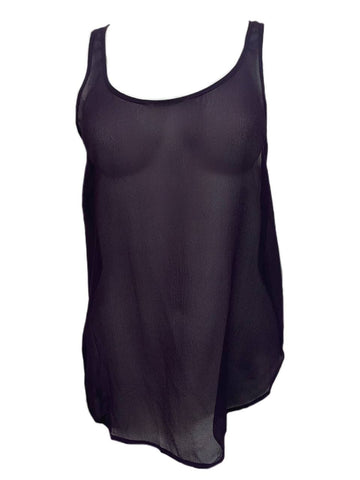 BLK DNM Women's Aubergine Silk Transparent Tank 10 Top Size S NWT