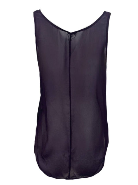 BLK DNM Women's Aubergine Silk Transparent Tank 10 Top Size S NWT