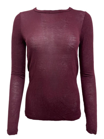 BLK DNM Women's Dark Ruby Viscose Long Sleeve T-Shirt 26 Size S NWT